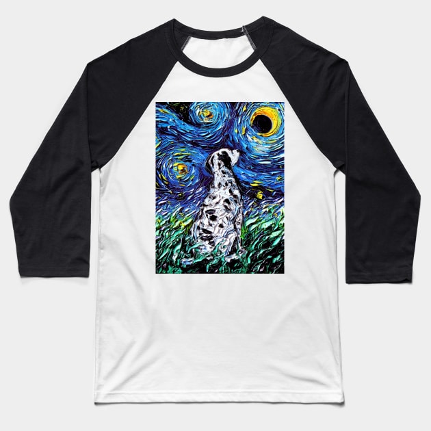 Dalmatian Night Baseball T-Shirt by sagittariusgallery